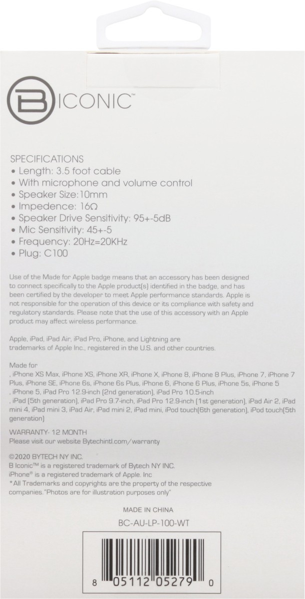 slide 6 of 9, B Iconic Lightning Stereo Earbuds 1 ea, 1 ct
