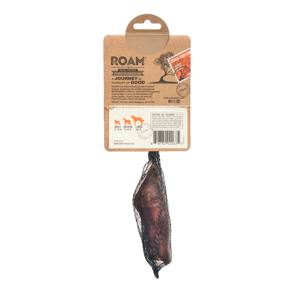 slide 2 of 2, ROAM Bucky Hoof Dog Treat - Grasslands Venison, 1 ct