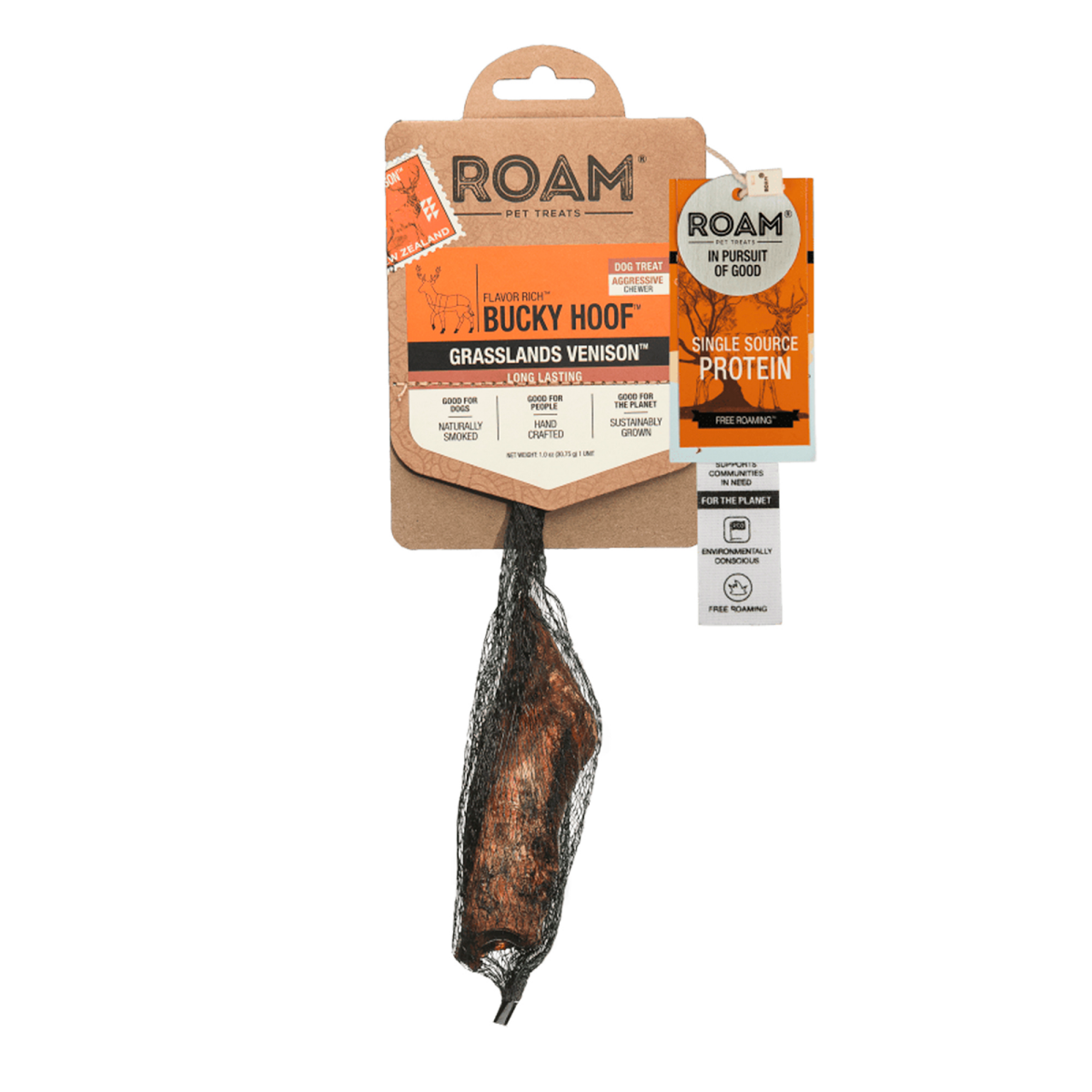 slide 1 of 2, ROAM Bucky Hoof Dog Treat - Grasslands Venison, 1 ct