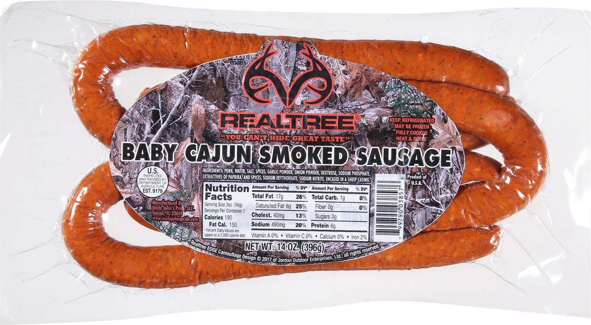 slide 4 of 11, Realtree Cajun Baby Link Smoked Sausage 14 Ounces, 14 oz