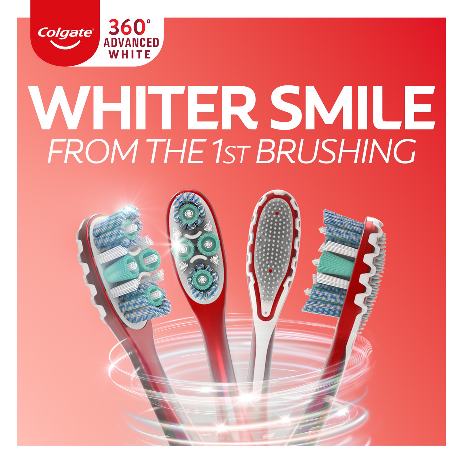 slide 4 of 10, Colgate 360° Advanced Optic White Soft Toothbrush, 1 ct