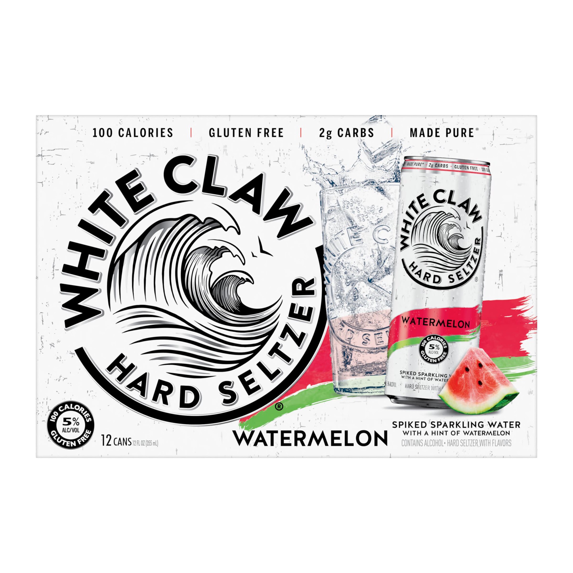 slide 9 of 9, White Claw 12 Pack Spiked Watermelon Hard Seltzer 12 ea, 12 ct; 12 oz