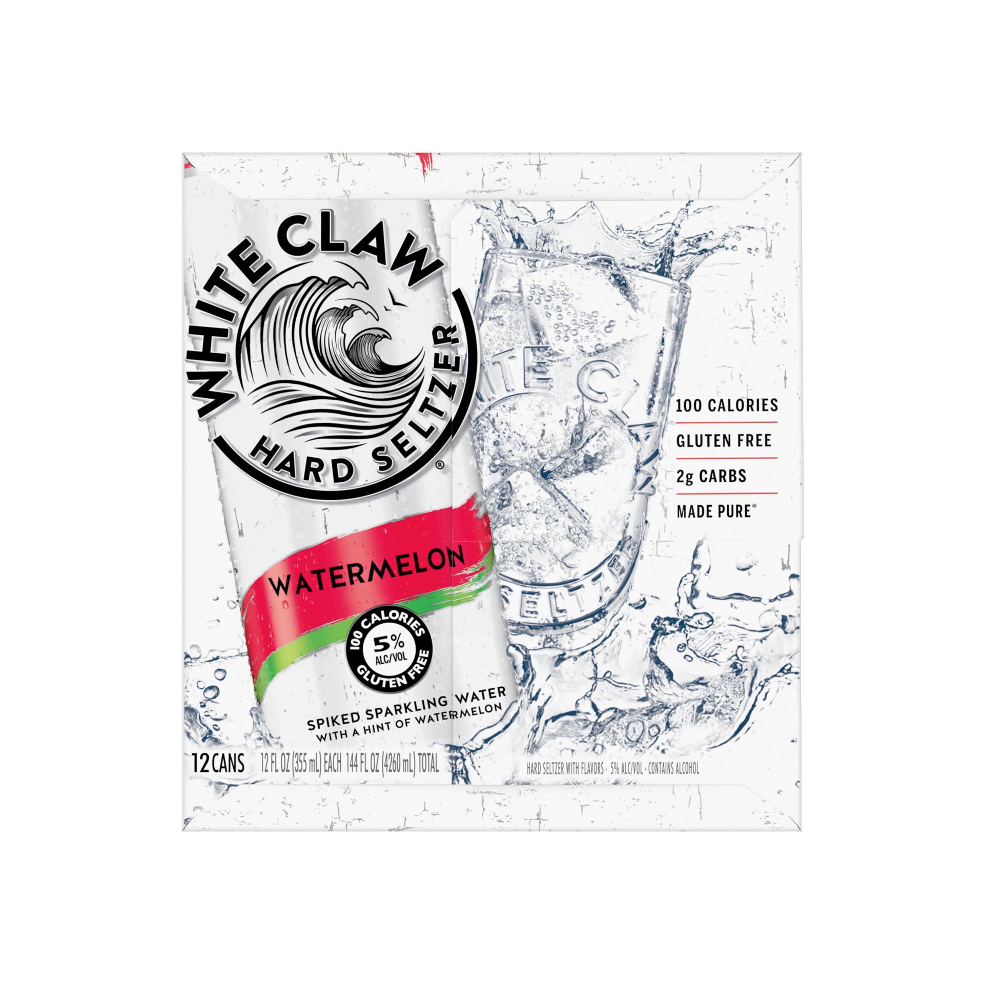 slide 4 of 9, White Claw 12 Pack Spiked Watermelon Hard Seltzer 12 ea, 12 ct; 12 oz