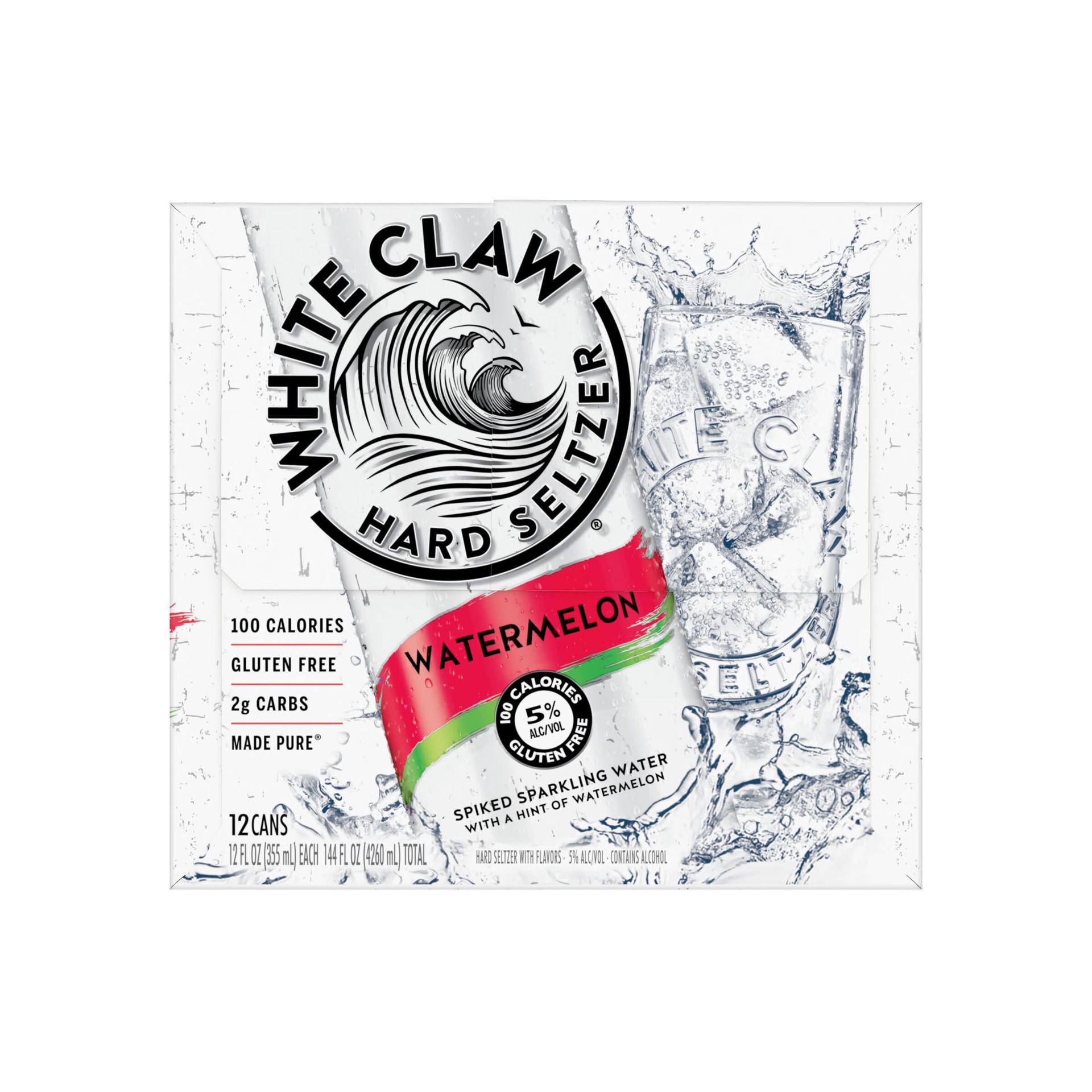 slide 5 of 9, White Claw 12 Pack Spiked Watermelon Hard Seltzer 12 ea, 12 ct; 12 oz