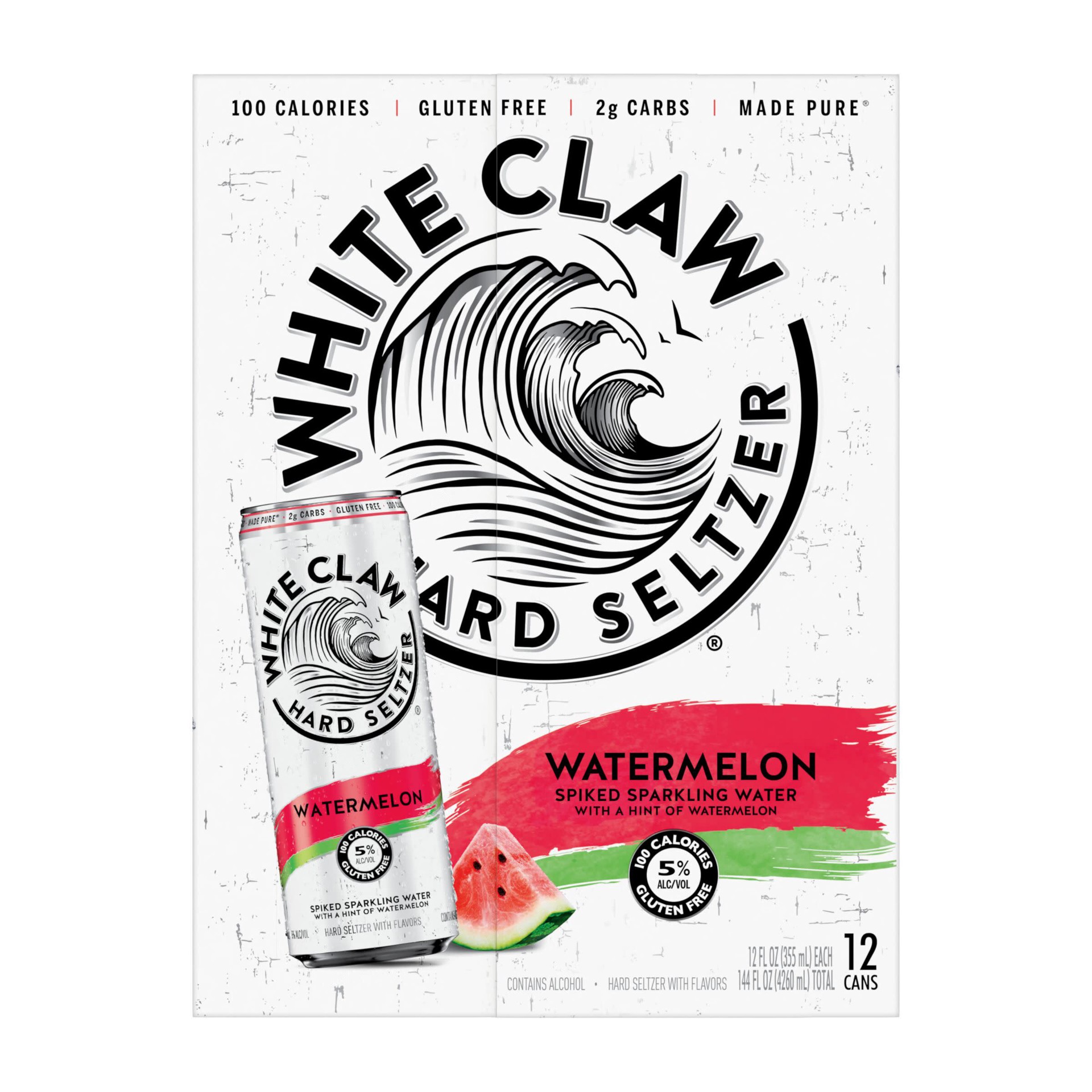 slide 7 of 9, White Claw 12 Pack Spiked Watermelon Hard Seltzer 12 ea, 12 ct; 12 oz