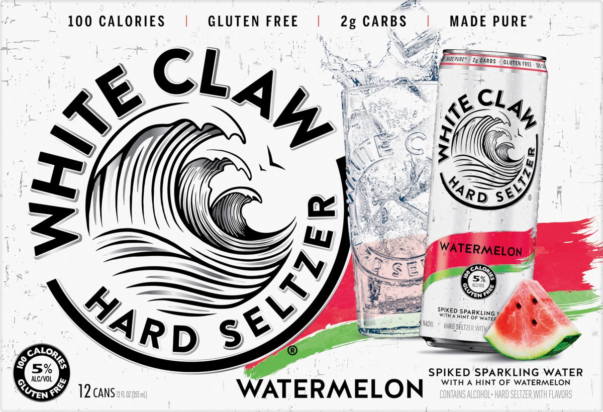 slide 1 of 9, White Claw 12 Pack Spiked Watermelon Hard Seltzer 12 ea, 12 ct; 12 oz