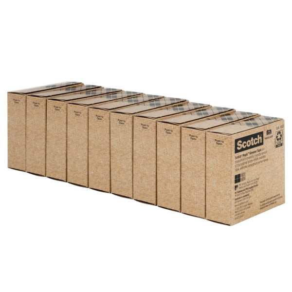 slide 4 of 6, Scotch 3/4" x 900", 1" Core, Magic Greener Tape - 10 Per Pack, 1 in