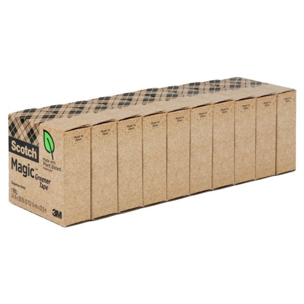 slide 6 of 6, Scotch 3/4" x 900", 1" Core, Magic Greener Tape - 10 Per Pack, 1 in