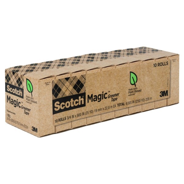 slide 3 of 6, Scotch 3/4" x 900", 1" Core, Magic Greener Tape - 10 Per Pack, 1 in
