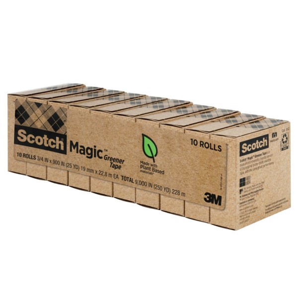slide 2 of 6, Scotch 3/4" x 900", 1" Core, Magic Greener Tape - 10 Per Pack, 1 in
