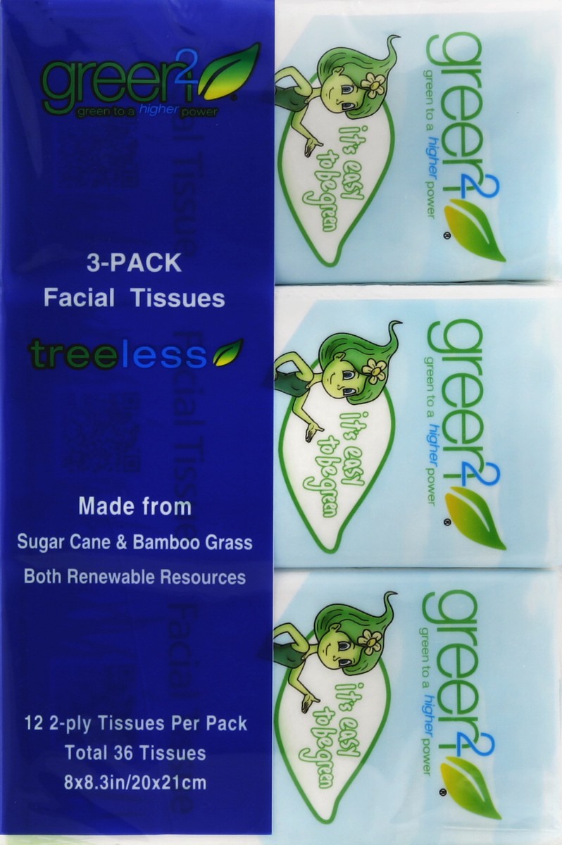 slide 4 of 4, Green2 Facial Tissue 3 ea, 3 ct