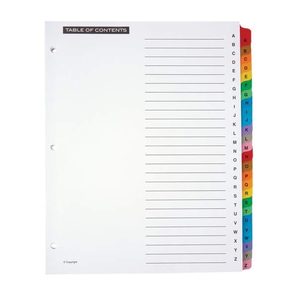 slide 1 of 2, Office Depot Brand Table Of Contents Customizable Index With Preprinted Tabs, Assorted Colors, A-Z, 1 ct