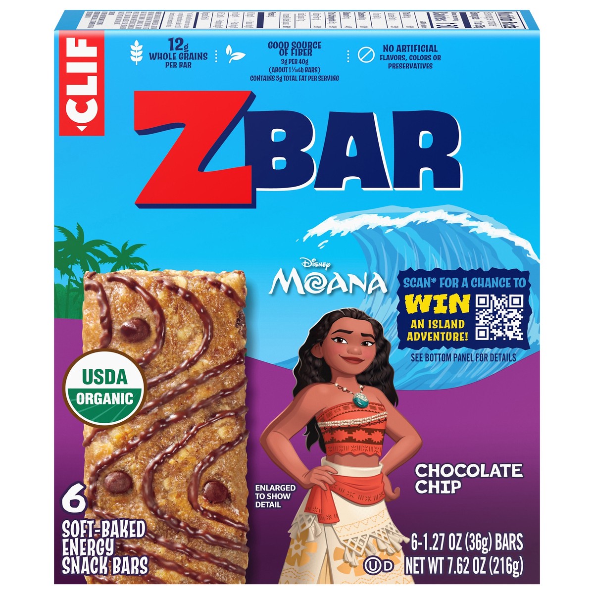 slide 1 of 9, Zbar - Chocolate Chip - Soft-Baked Energy Snack Bars - Non-GMO - 12g Whole Grains - USDA Organic Granola Bars (6 Pack), 6 ct