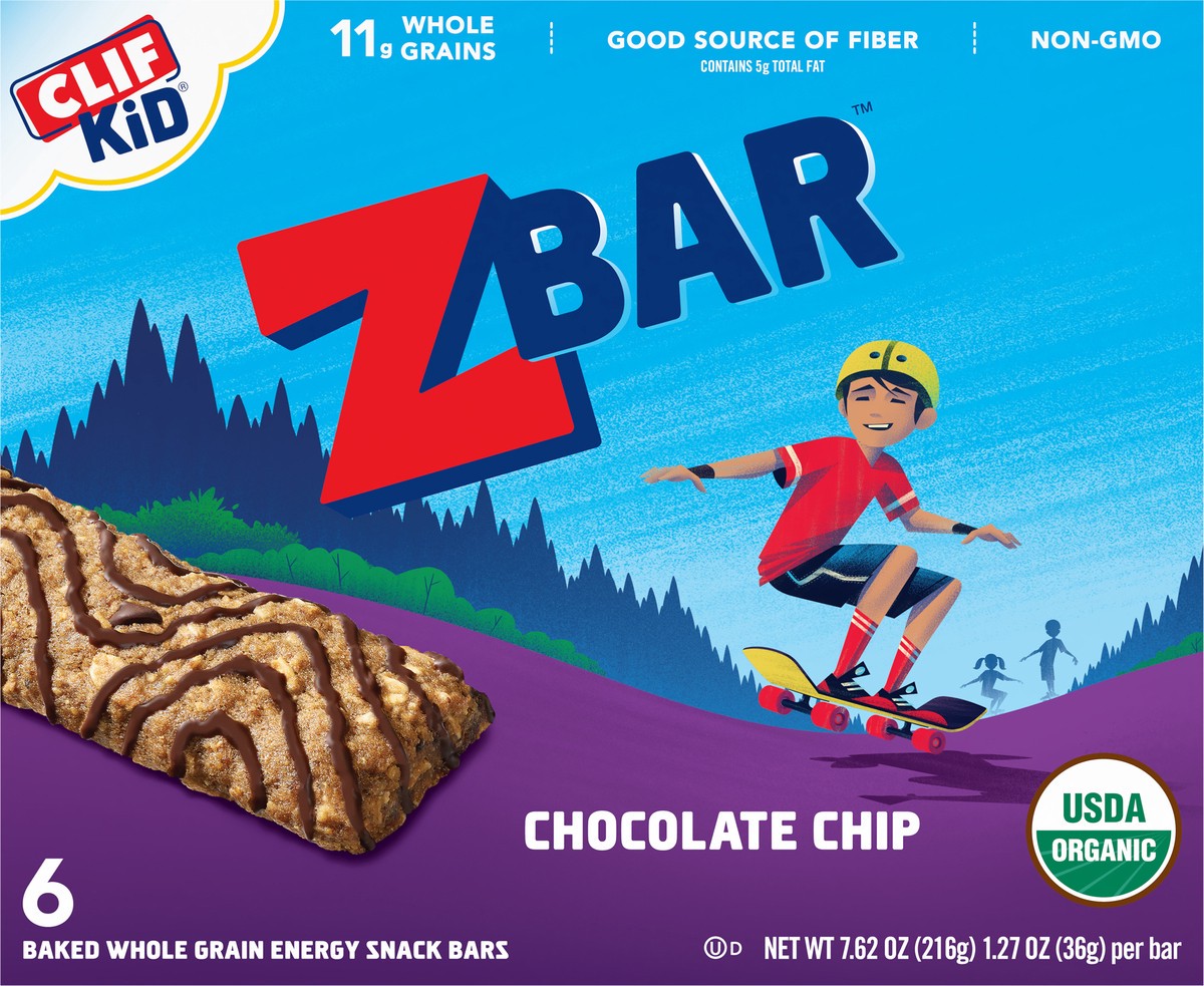 slide 2 of 9, Zbar - Chocolate Chip - Soft Baked Whole Grain Snack Bars - USDA Organic - Non-GMO - Plant-Based - 1.27 oz. (6 Pack), 7.62 oz