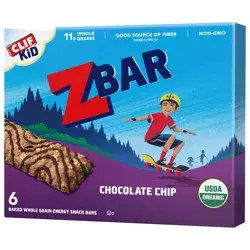 CLIF Kid Zbar - Chocolate Chip - Soft Baked Whole Grain Snack Bars - USDA Organic - Non-GMO - Plant-Based - 1.27 oz. (6 Pack)