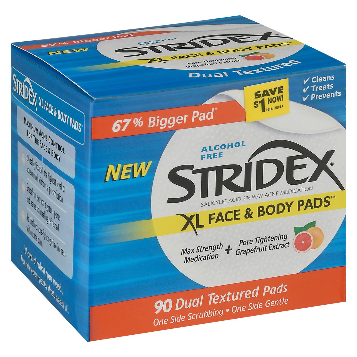 slide 6 of 9, Stridex XL Face & Body Pads, 90 ct