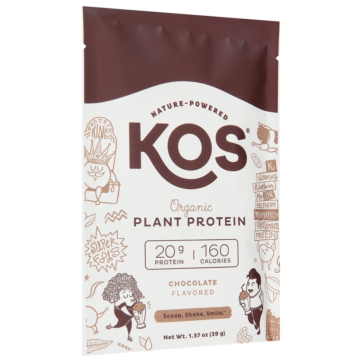 slide 11 of 14, KOS Organic Chocolate Plant Protein 1.37 oz, 1.37 oz