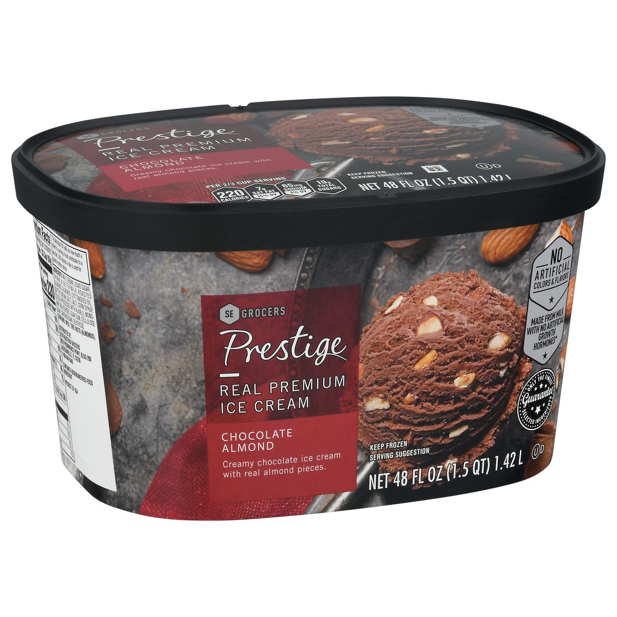 slide 9 of 9, Prestige Real Premium Ice Cream Chocolate Almond, 48 oz