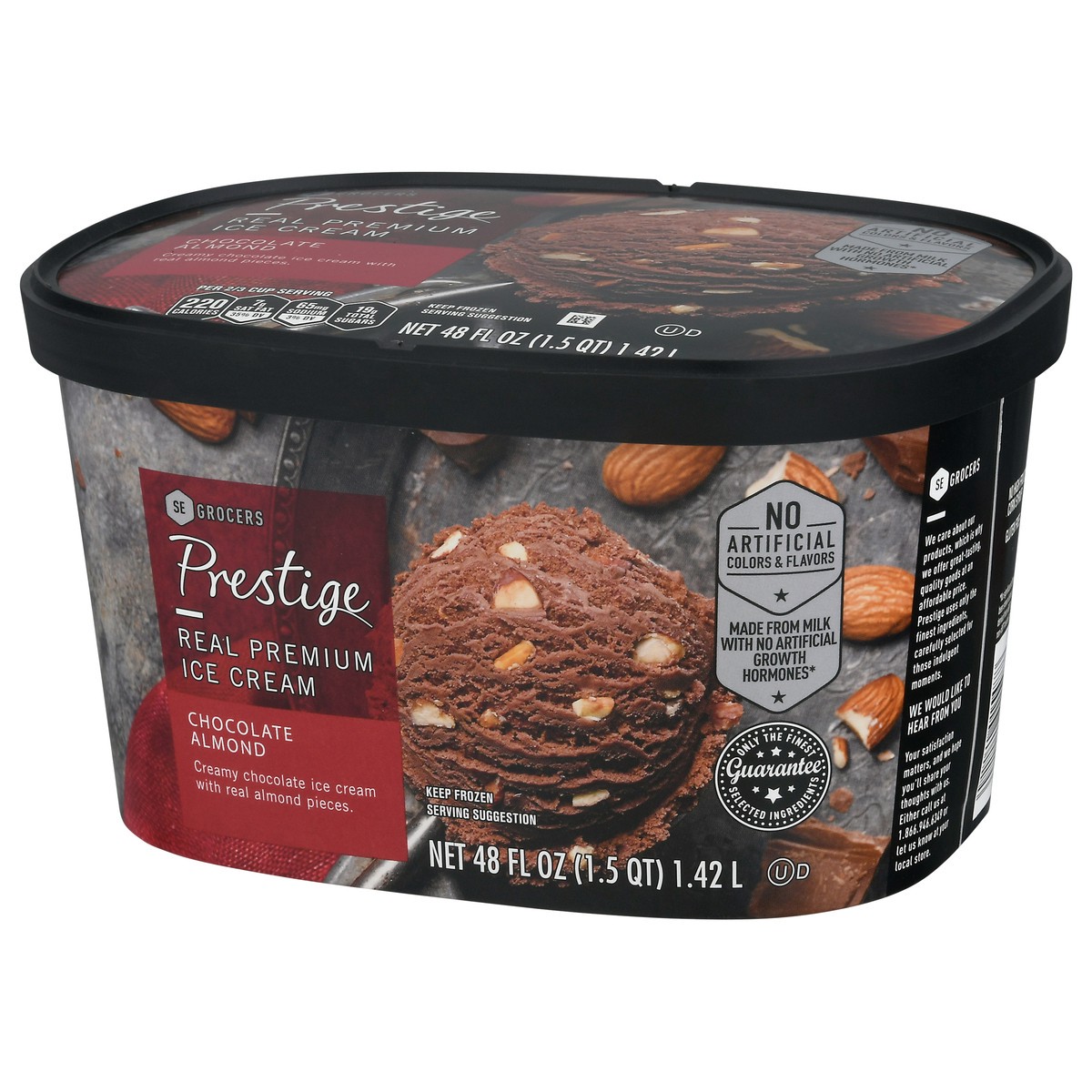 slide 6 of 9, Prestige Real Premium Ice Cream Chocolate Almond, 48 oz