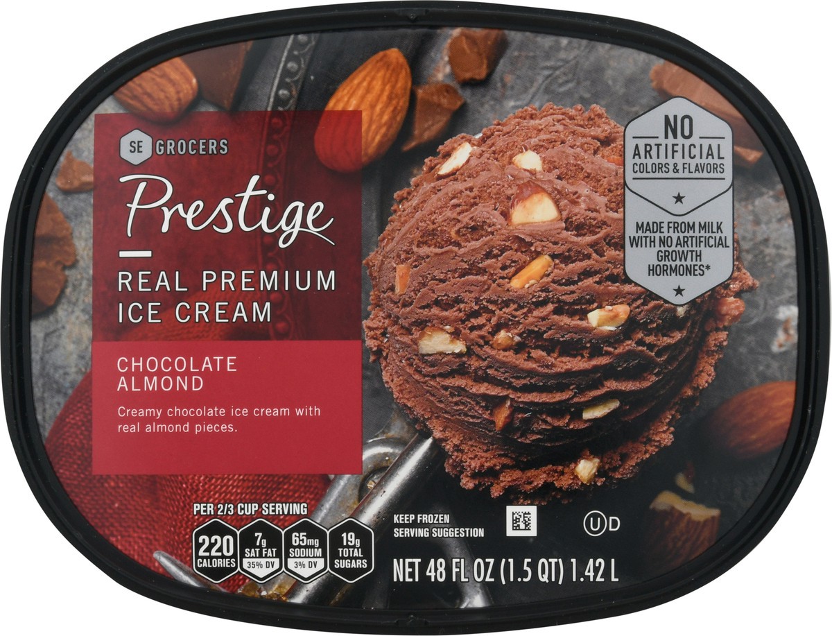 slide 2 of 9, Prestige Real Premium Ice Cream Chocolate Almond, 48 oz