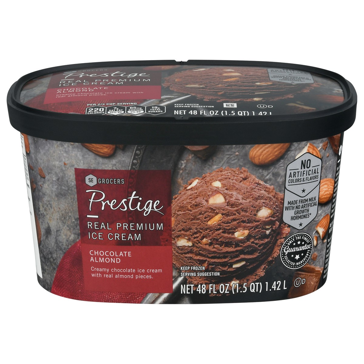 slide 1 of 9, Prestige Real Premium Ice Cream Chocolate Almond, 48 oz