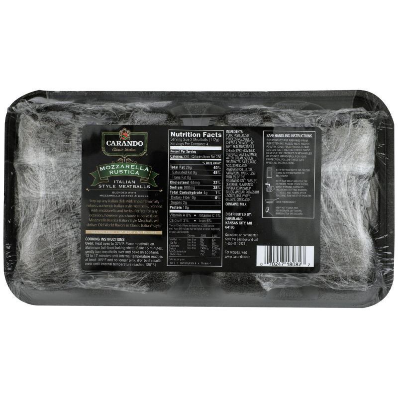 slide 3 of 3, Carando Italian Style Mozzarella Rustica Meatballs, 16 oz, 8 ct