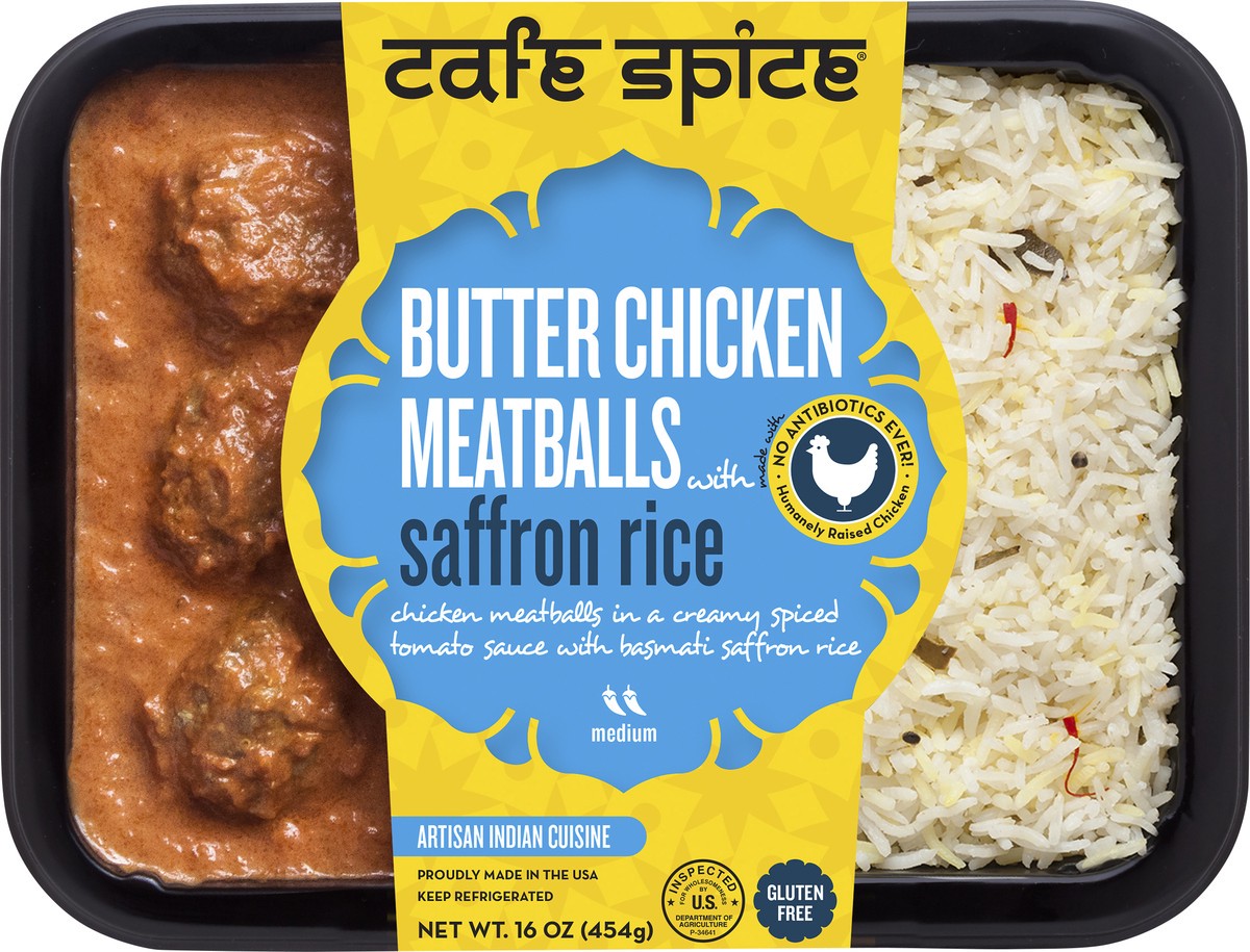 slide 5 of 7, Café Spice Butter Chicken Meatballs with Saffron Rice, 16 oz