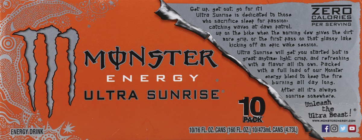 slide 5 of 6, Monster Energy, Ultra Sunrise - 10 ct; 16 fl oz, 10 ct; 16 fl oz