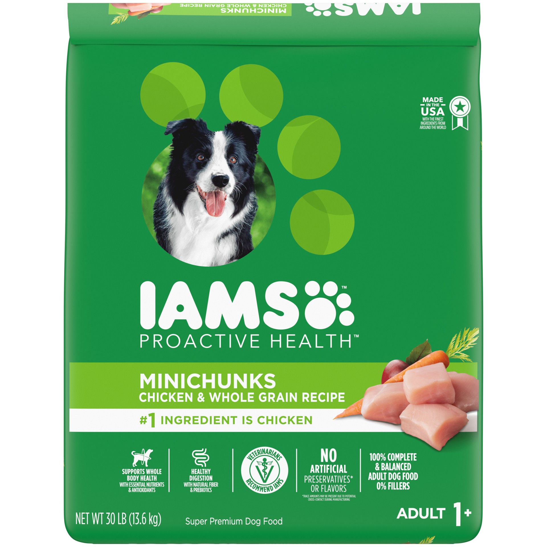 slide 1 of 9, IAMS Proactive Health Minichunks Chicken & Whole Grains Recipe Adult Premium Dry Dog Food - 30lbs, 30 lb