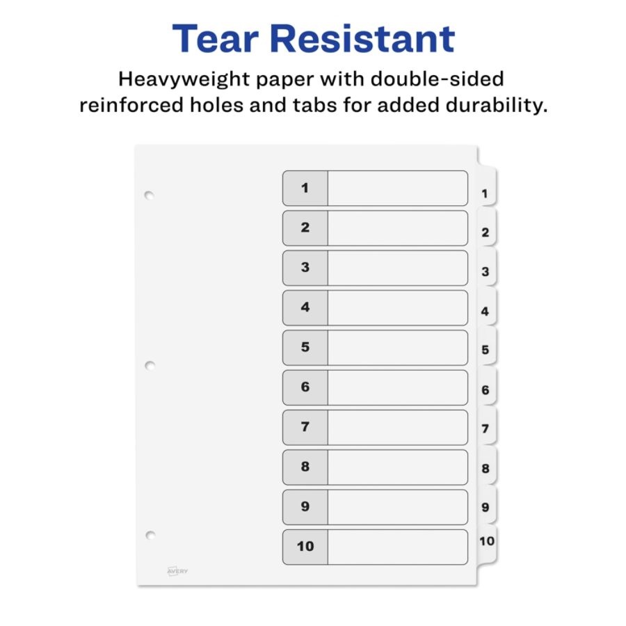 slide 7 of 9, Avery Ready Index 20% Recycled Table Of Contents Dividers, 1-10 Tabs, Black/White, 1 ct