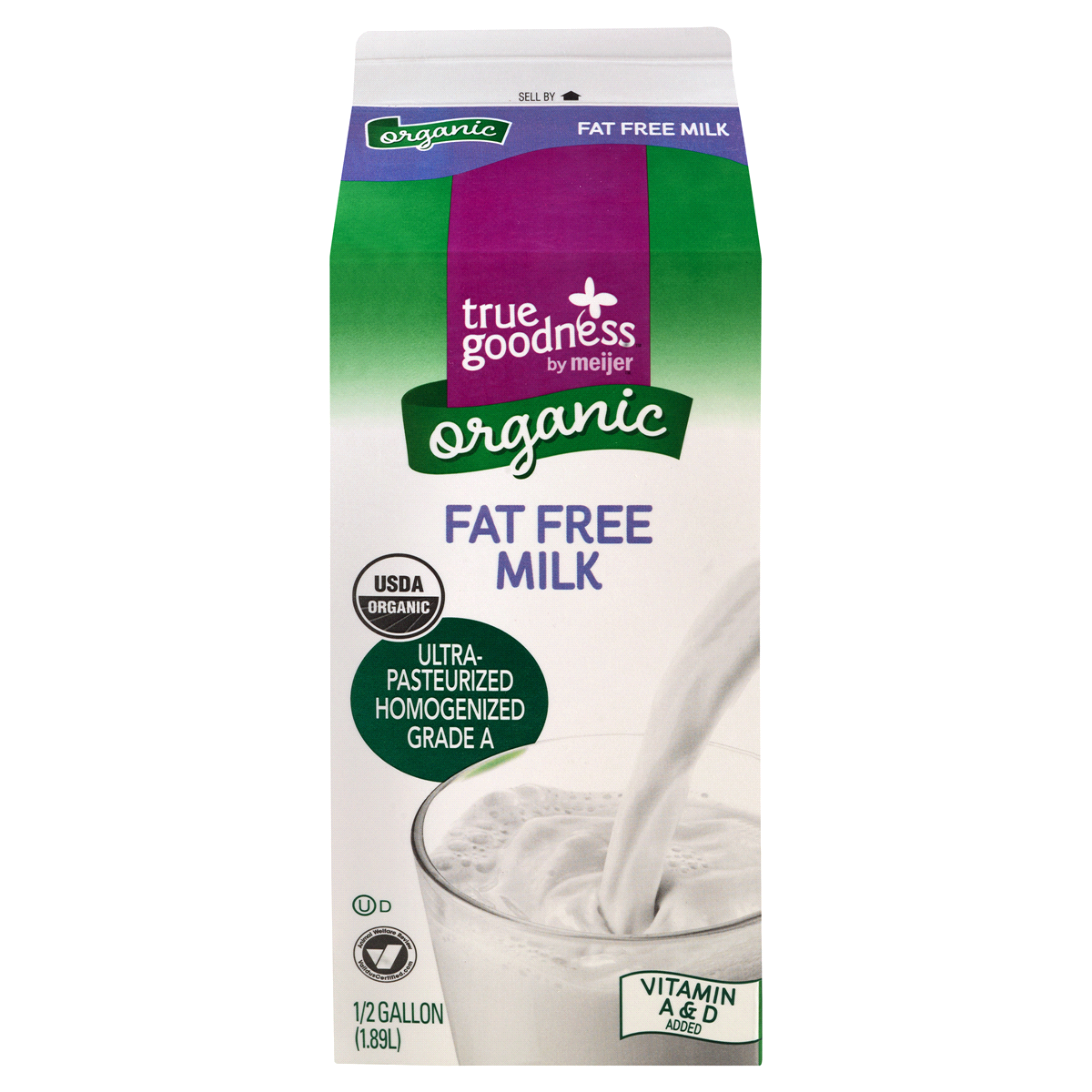 slide 4 of 4, True Goodness Organic Fat Free Milk, 1/2 gal