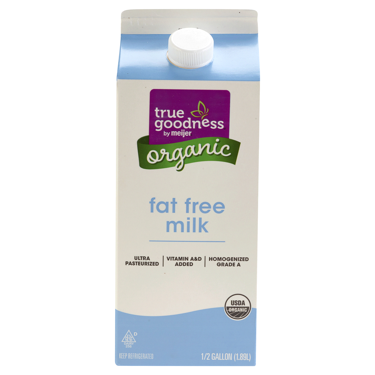 slide 1 of 4, True Goodness Organic Fat Free Milk, 1/2 gal