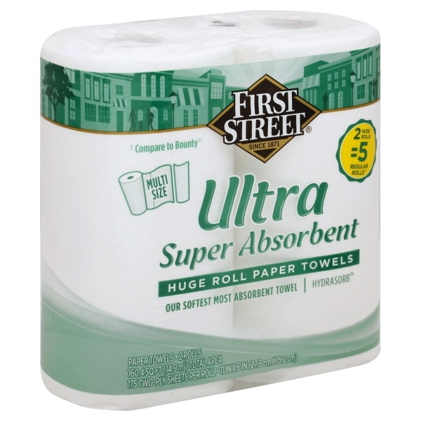 slide 1 of 1, First Street Paper Towels, 2 ct