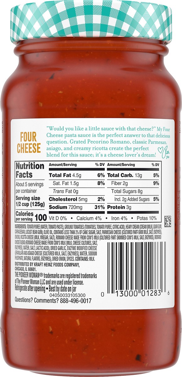 slide 10 of 10, The Pioneer Woman Pioneer Woman Four Cheese Pasta Sauce, 24 oz Jar, 680 g