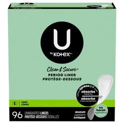 U by Kotex Clean & Secure Panty Liners, Light Absorbency, Long Length, 96 Count