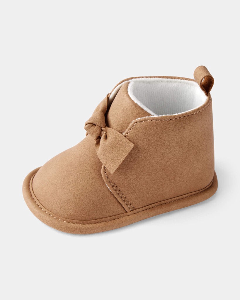 slide 4 of 6, Oshkosh Baby Girl Bow High-Top Casual Shoes - Brown Brown 0, 1 ct