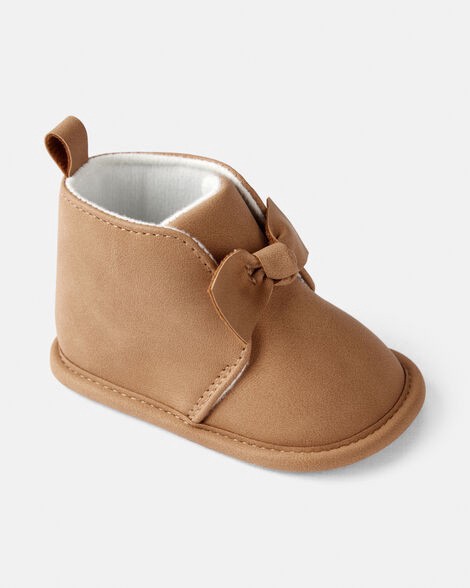 slide 1 of 6, Oshkosh Baby Girl Bow High-Top Casual Shoes - Brown Brown 0, 1 ct