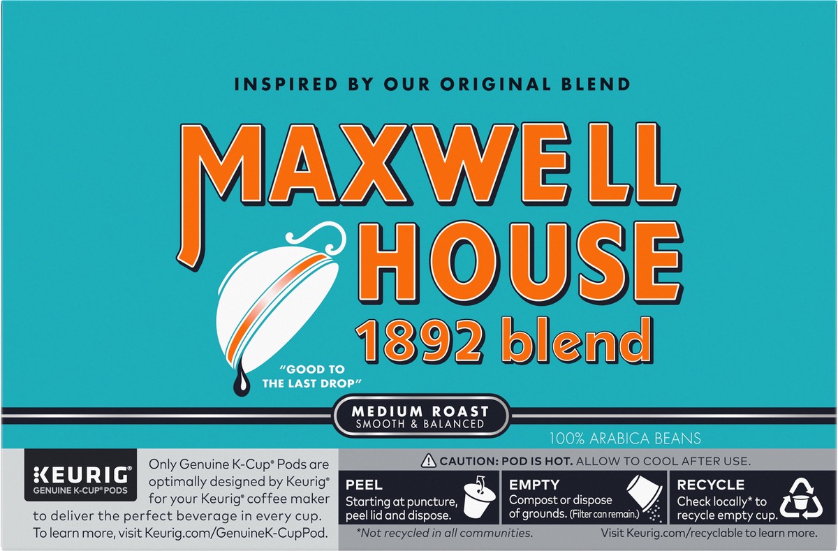 slide 7 of 12, Maxwell House 1892 Blend Medium Roast Coffee K-Cup Pods, 12 count Box, 3.7 oz