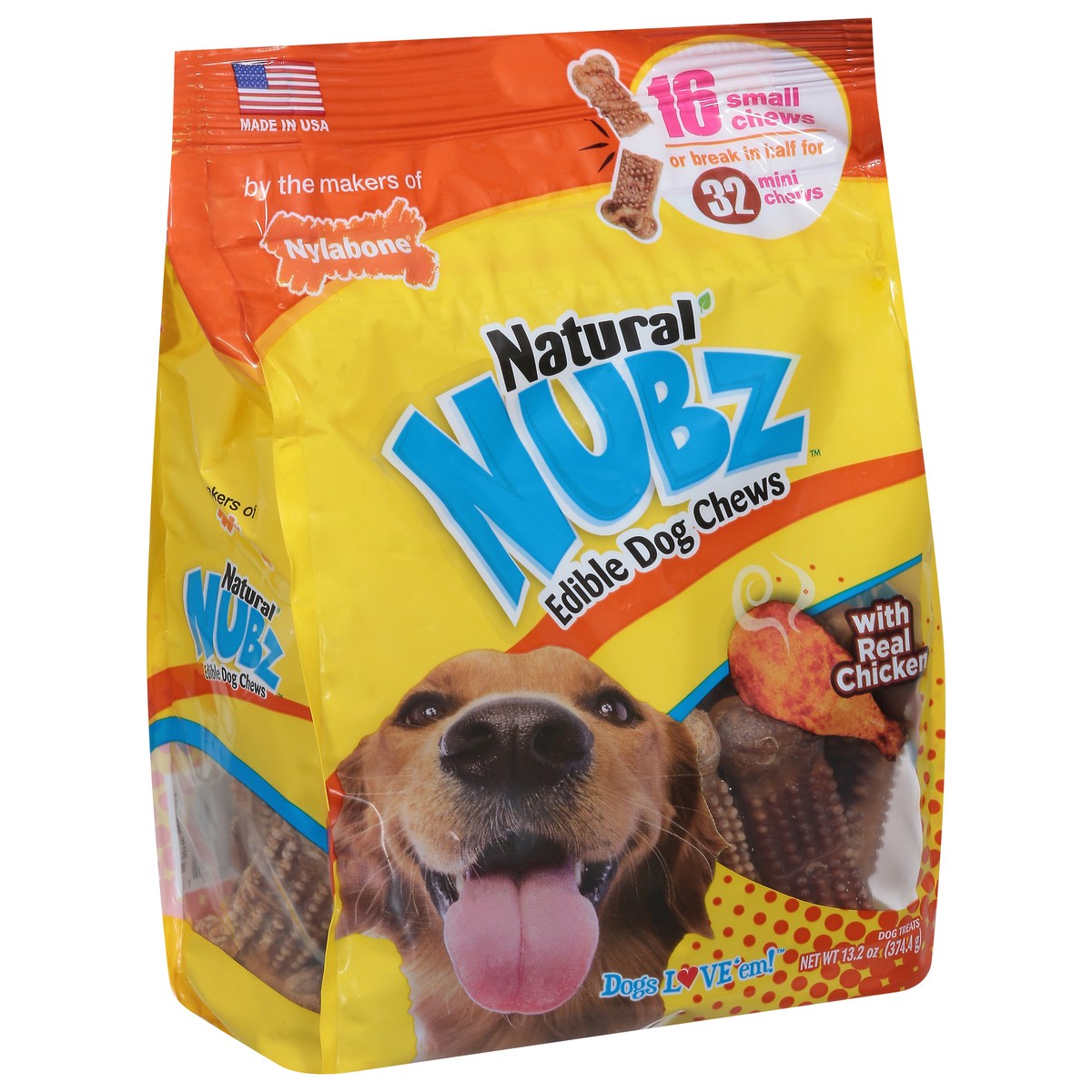 slide 7 of 9, Nylabone Chicken Flavor Natural Nubz, 16 ct