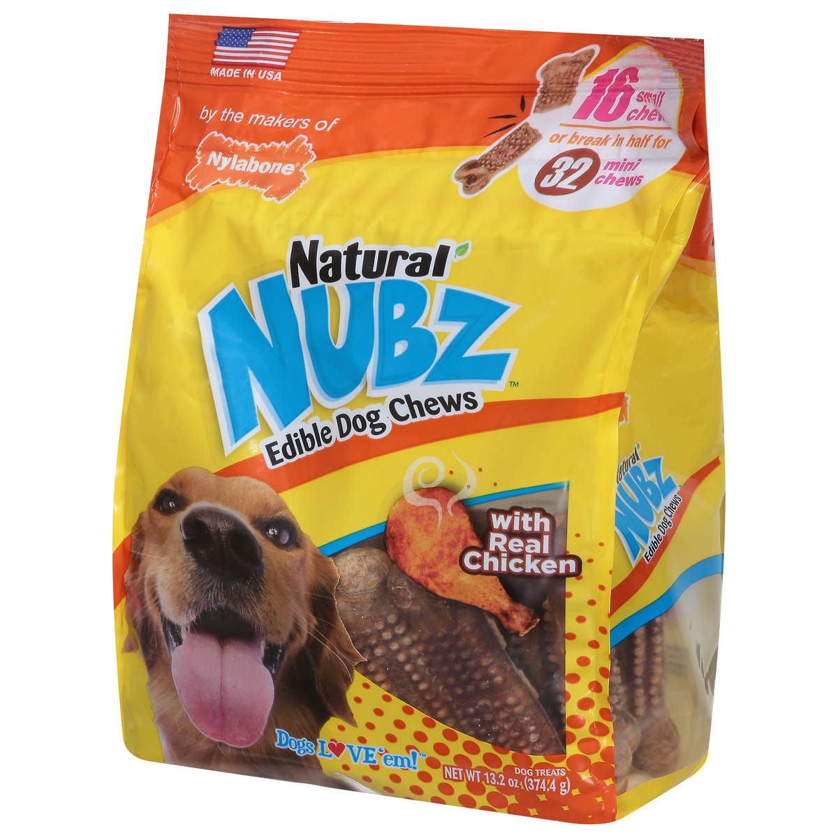 slide 3 of 9, Nylabone Chicken Flavor Natural Nubz, 16 ct