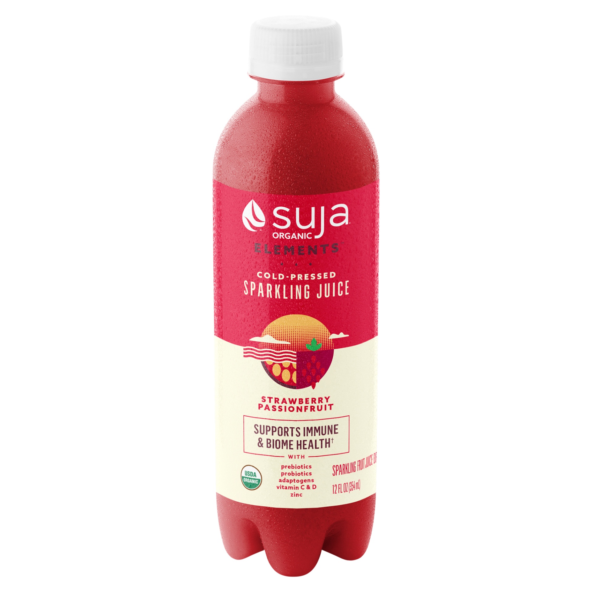 slide 2 of 2, Suja Organic Elements Cold-Pressed Strawberry Passionfruit Sparkling Juice, 12 fl oz