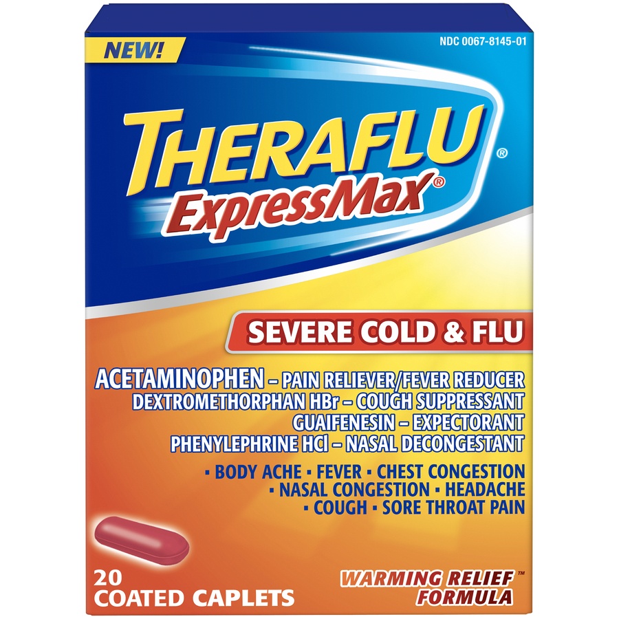 slide 1 of 2, Theraflu Ex Max Severe Cold Flu Caplets, 20 ct