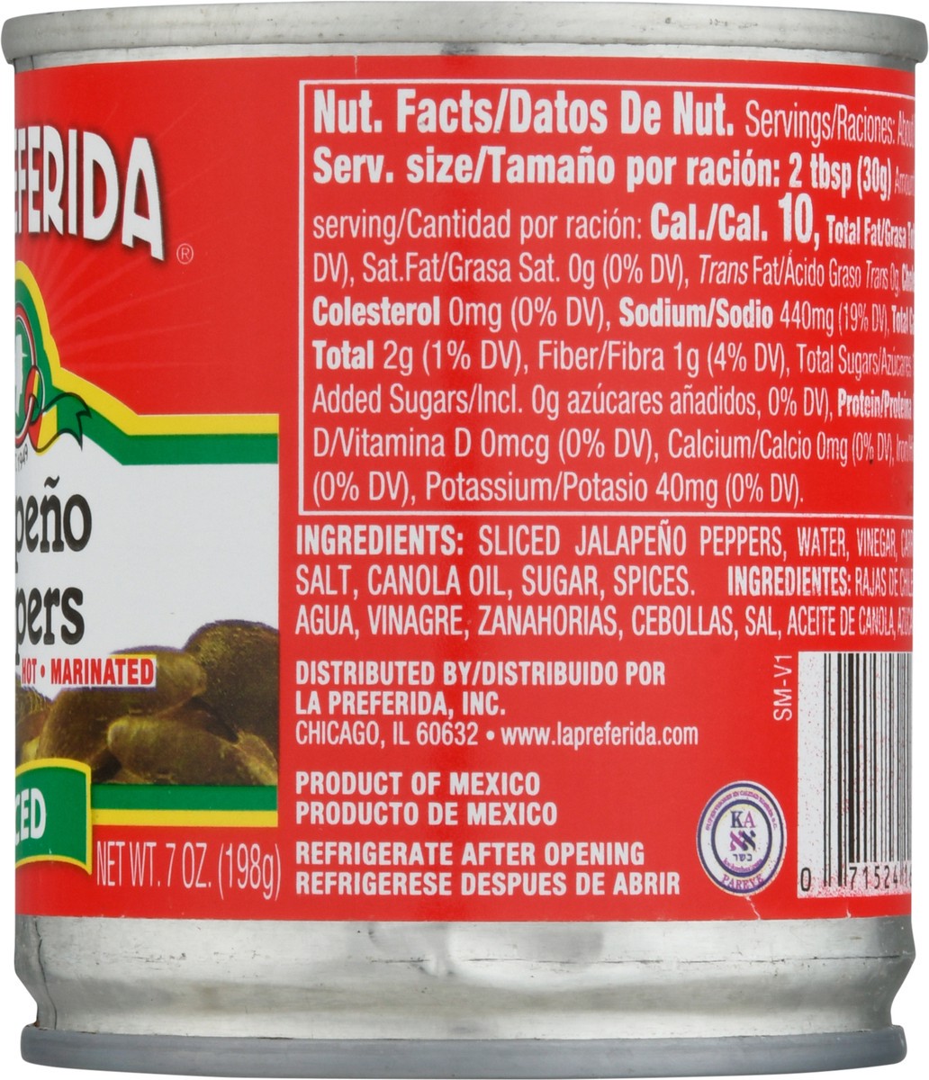 slide 8 of 9, La Preferida Marinated Hot Sliced Jalapeno Peppers 7 oz, 1 ea