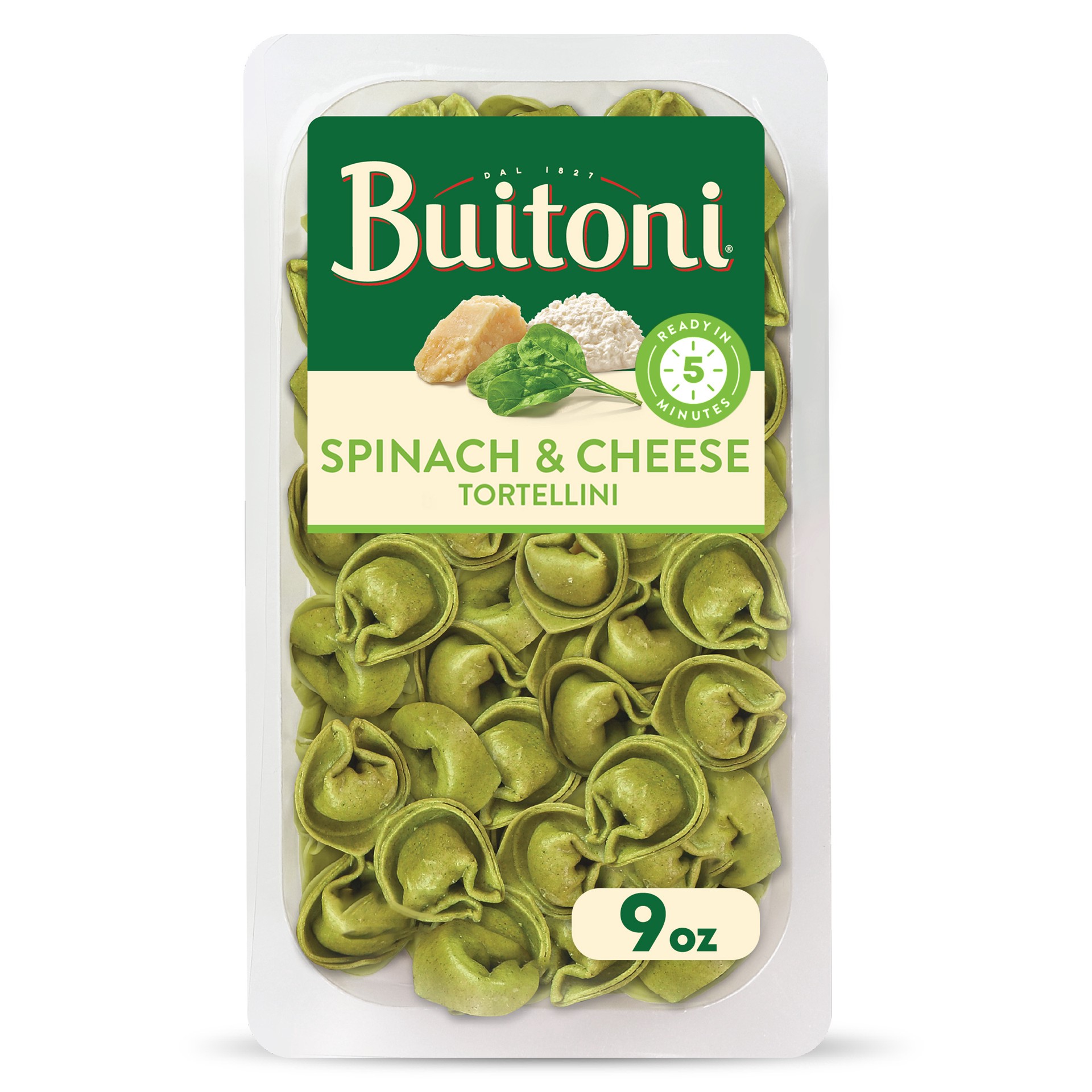 slide 1 of 10, Buitoni Spinach and Cheese Tortellini, Refrigerated Pasta, 9 oz Package, 9 oz
