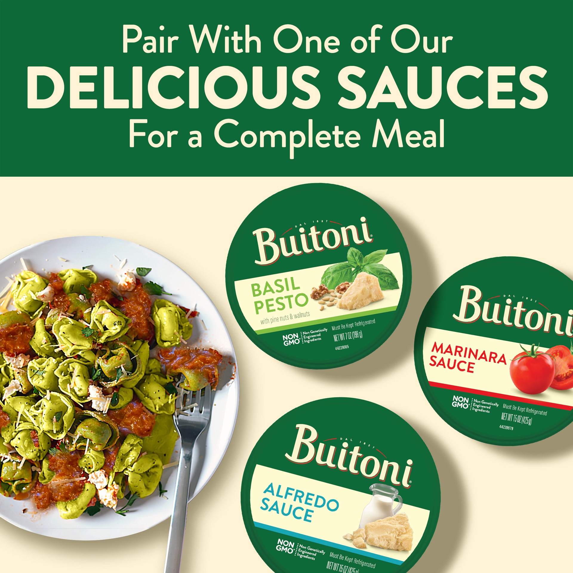 slide 10 of 10, Buitoni Spinach and Cheese Tortellini, Refrigerated Pasta, 9 oz Package, 9 oz