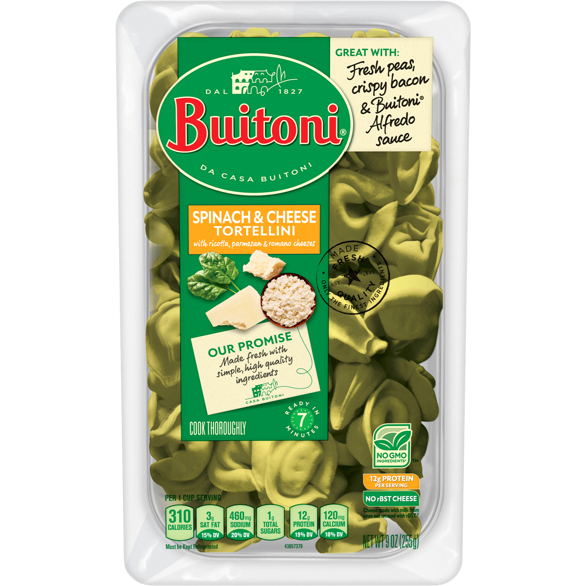 slide 1 of 6, Buitoni Spinach & Cheese Tortellini, 9 oz