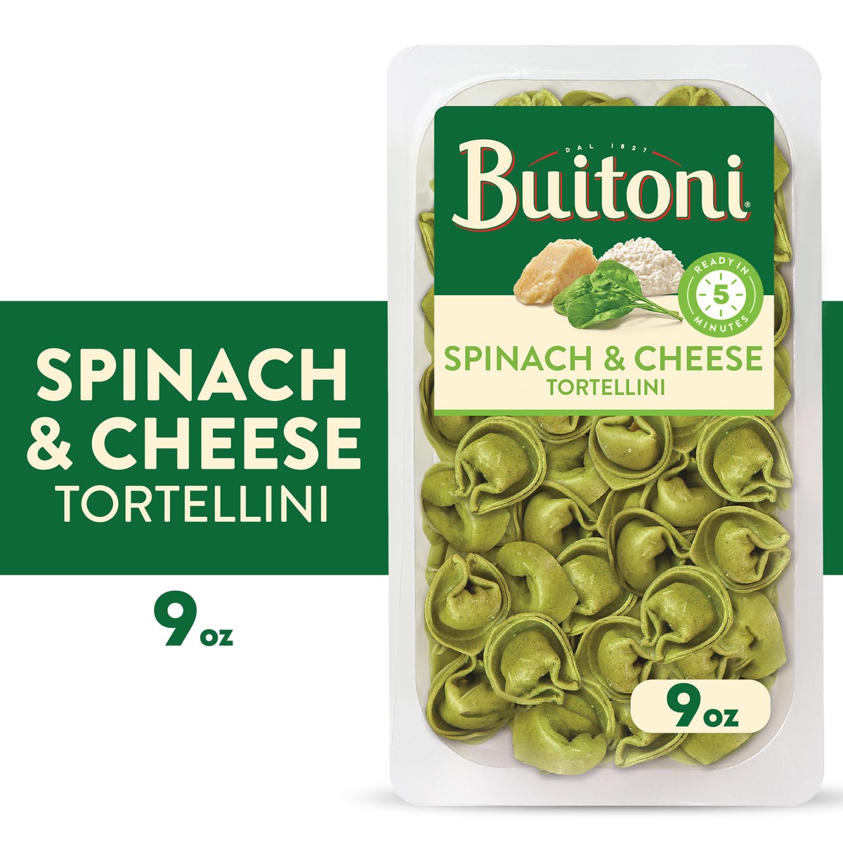 slide 1 of 10, Buitoni Spinach and Cheese Tortellini, Refrigerated Pasta, 9 oz