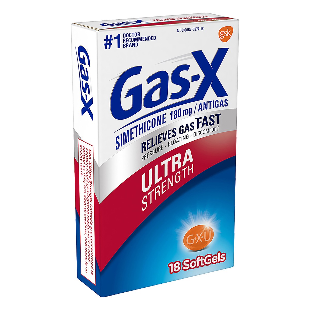 slide 9 of 9, Gas-X Ultra Strength Gas Relief Softgels with Simethicone 180 mg - 18 Count, 18 ct