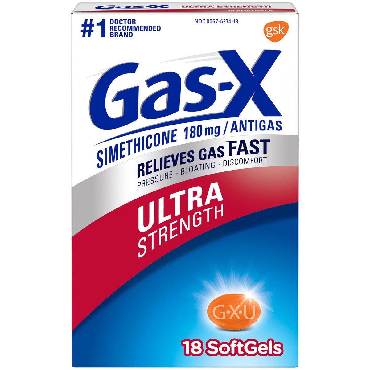 slide 1 of 9, Gas-X Ultra Strength Gas Relief Softgels with Simethicone 180 mg - 18 Count, 18 ct