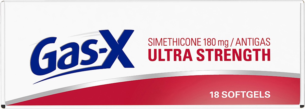 slide 7 of 9, Gas-X Ultra Strength Gas Relief Softgels with Simethicone 180 mg - 18 Count, 18 ct